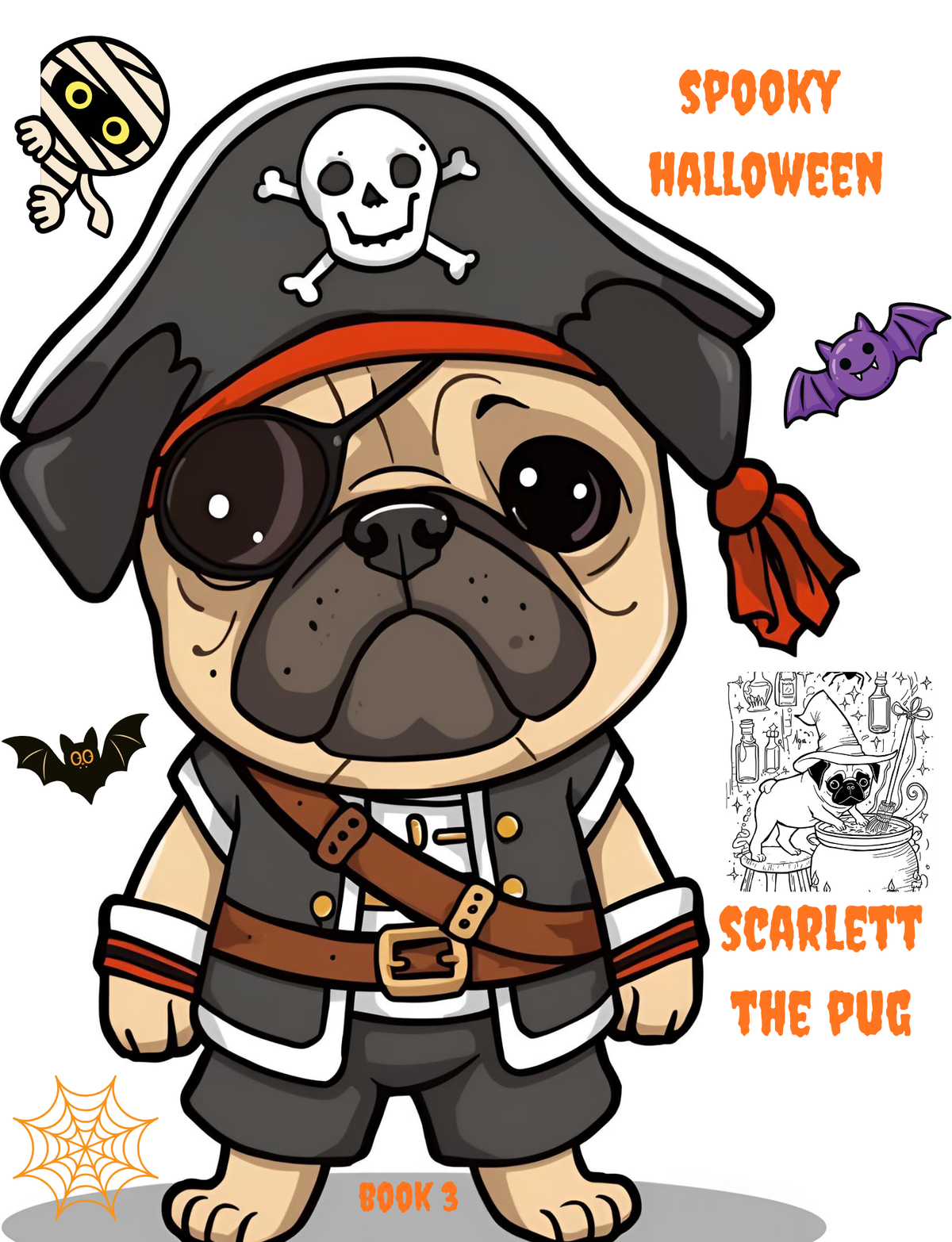 Scarlett the Pug’s Halloween Adventures – Printable Digital Coloring Book