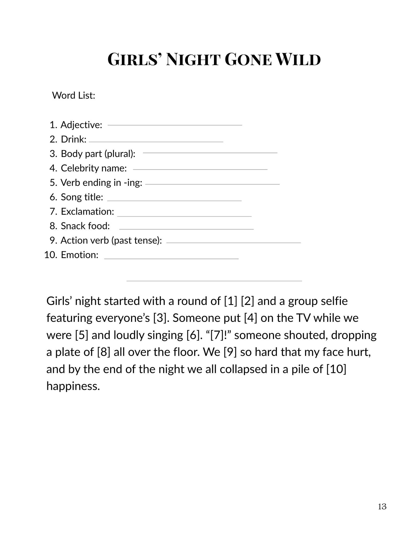 Ad Libs After Dark: A Fill-In-The-Blank Adult Party Game Book (18+) Digital Download