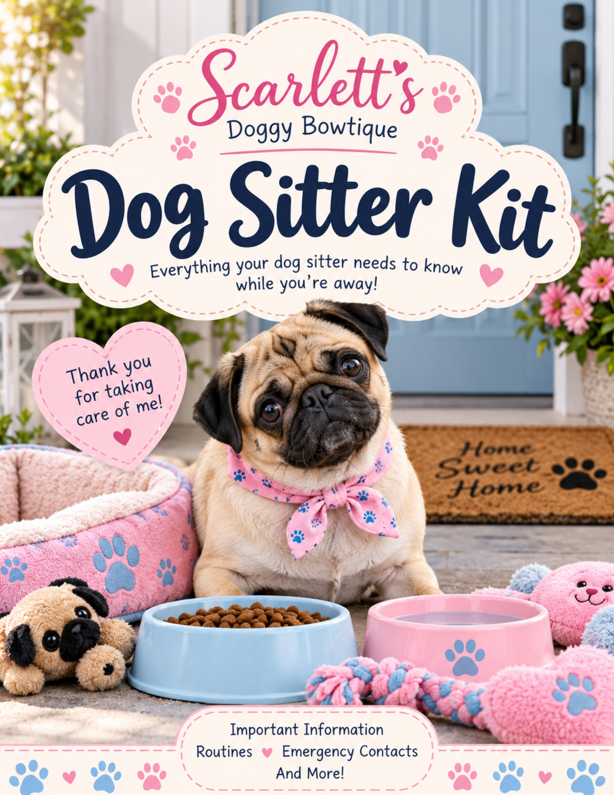 Scarlett's Dog Sitter Kit  | Printable Pet Care Planner