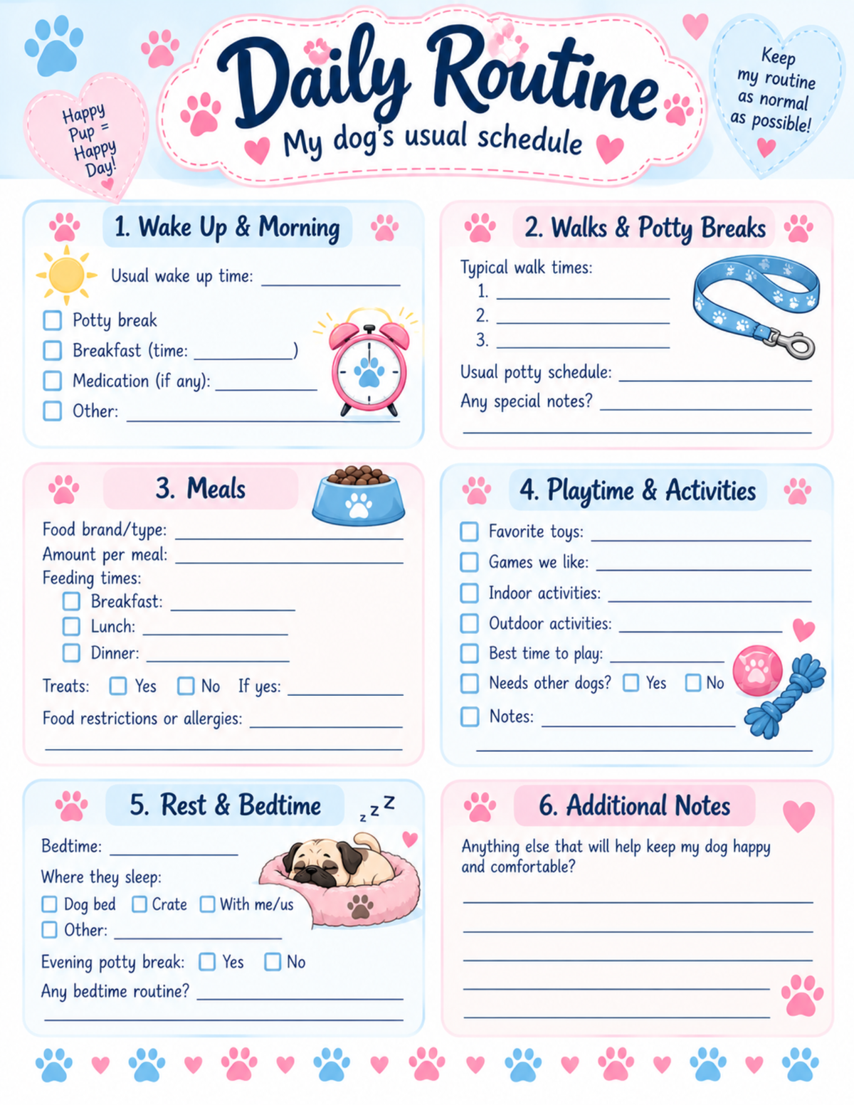Scarlett's Dog Sitter Kit  | Printable Pet Care Planner