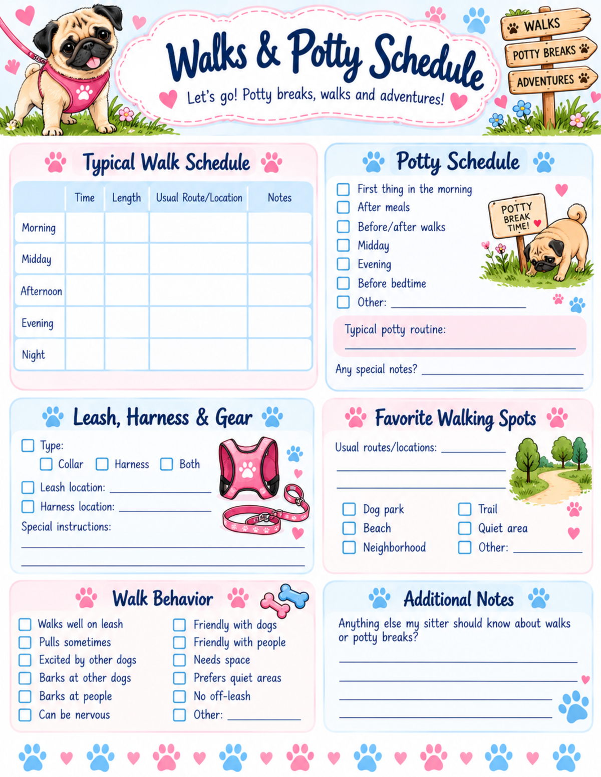 Scarlett's Dog Sitter Kit  | Printable Pet Care Planner
