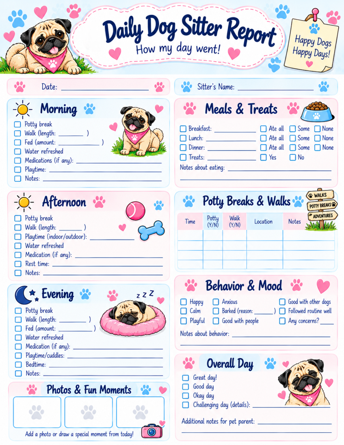 Scarlett's Dog Sitter Kit  | Printable Pet Care Planner