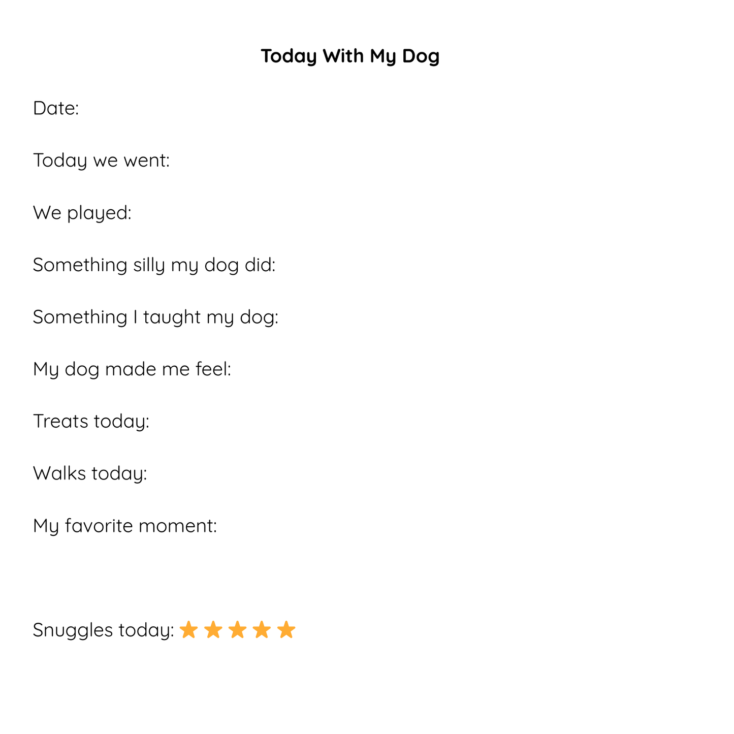 Me and My Dog Diary: A Memory Journal for You and Your Dog
