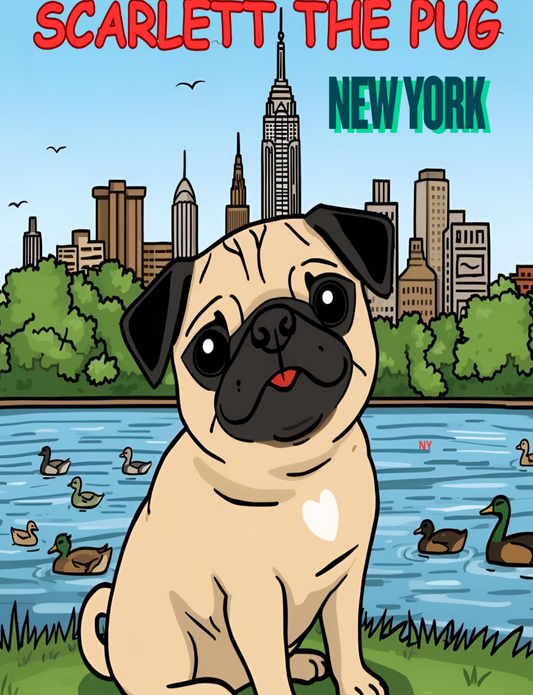 Scarlett the Pug  New York  Coloring Book for Kids
