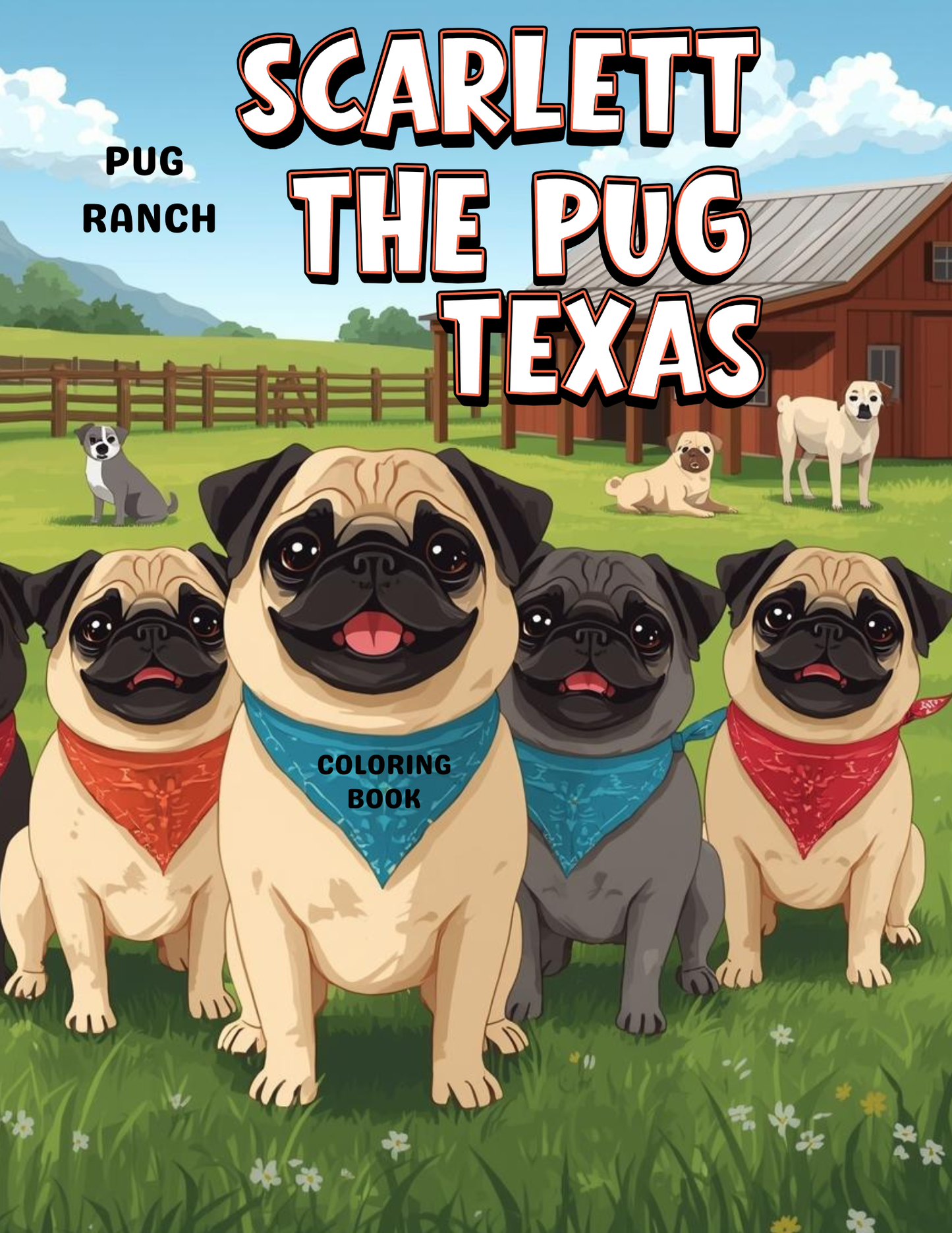 Scarlett the Pug Texas Coloring Book for Kids Digital Download